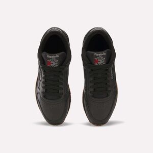 Reebok Black Leather Low-Top Sneakers with Red Logo Accent